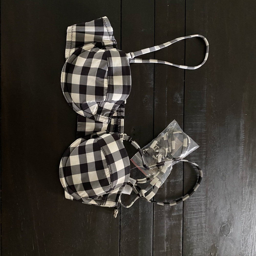 J crew balconette swim bikini gingham top 32B NWT